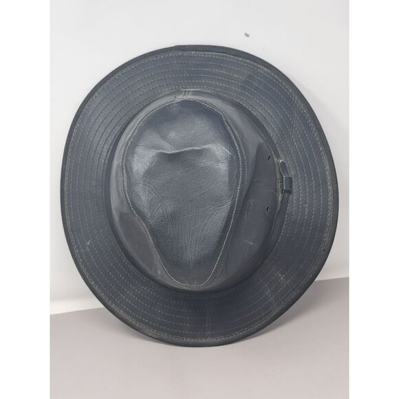 Vintage Wilsons‎ SZ Large Black Leather Safari Hat Made In USA - Picture 5 of 10